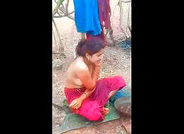 Desi Bhabi Bathing Outdoor capture by lover