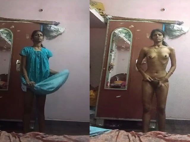 Skinny sex Tamil video girl viral stripping nighty