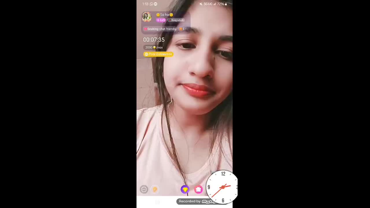 So ha, from Bangladesh, Showing Boobs & Fingering on Chamet Live ~ with Face