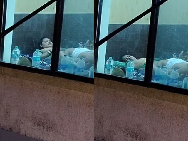 Caught through the window in hotel with bhabhi pussy lick