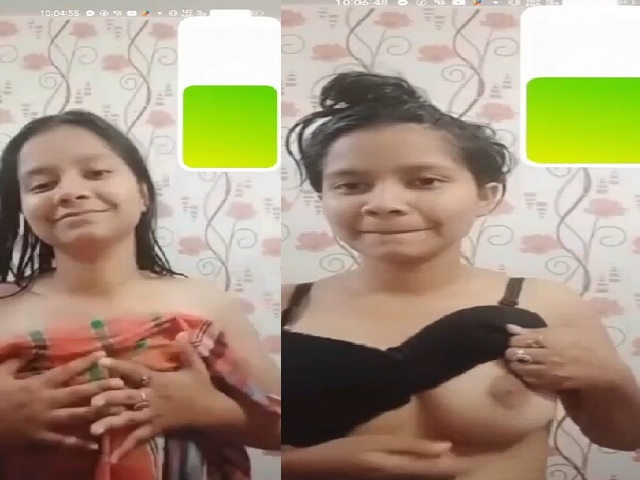 Shy desi college girl boobs showing before bra wearing