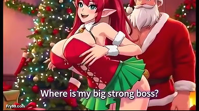Santa give special gift to busty milf on Christmas